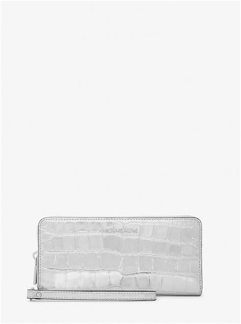 Jet Set Travel Metallic Crocodile Embossed Leather Continental 